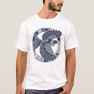 Tui Woodcut print stil design T Shirt