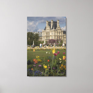 Tuileries trädgård, Louvren, Paris, Frankrike Canvastryck