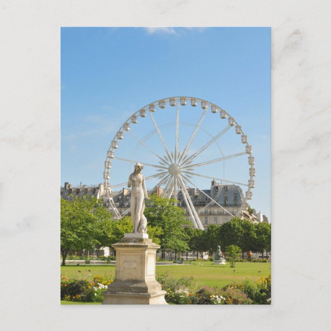 Tuileriträdgårdar i Paris, Frankrike. Vykort (Framsida)