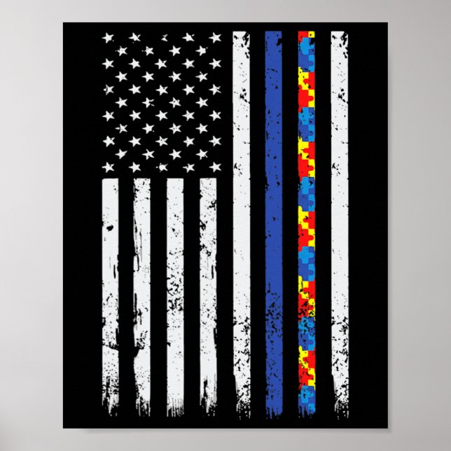 Tuin Blue Line Polissupport Autism 4 juli Mamma Poster (Framsidan)