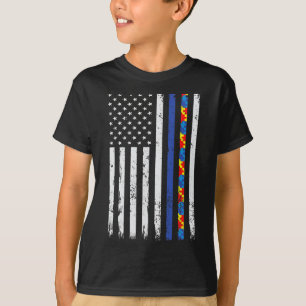 Tuin Blue Line Polissupport Autism 4 juli Mamma T Shirt