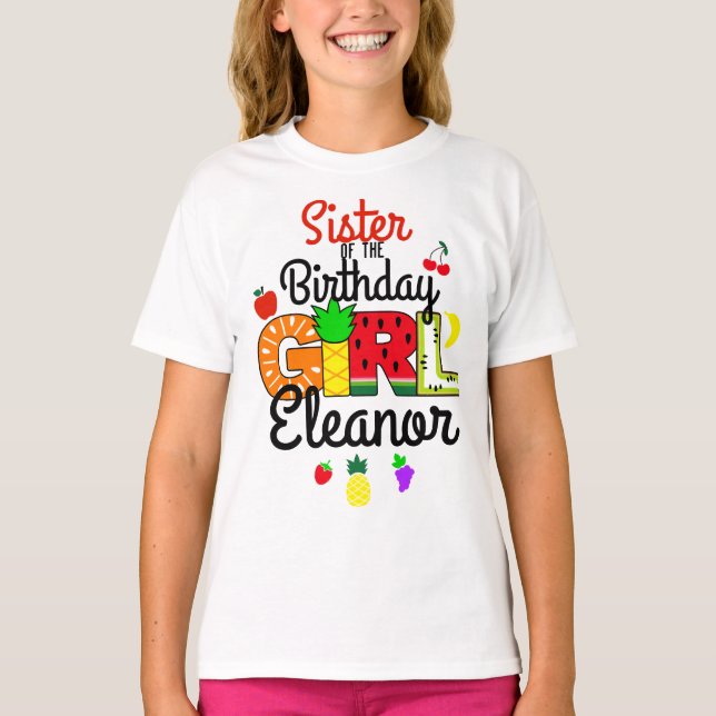 Tuitti Fruktig syster till Birthday Girl T Shirt (Framsida)