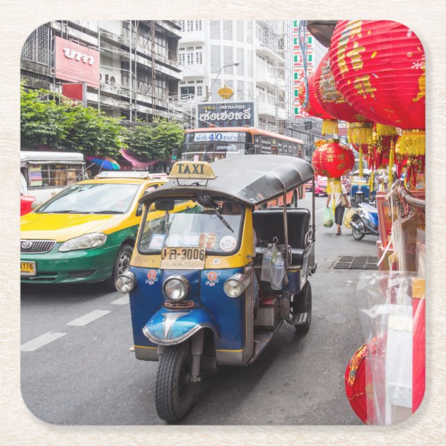 Tuk tuk, Bangkok Square Papper Underlägg Kvadrat (Framsidan)