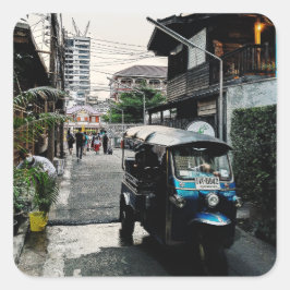 Tuk Tuk i Bangkok Thailand Fyrkantigt Klistermärke