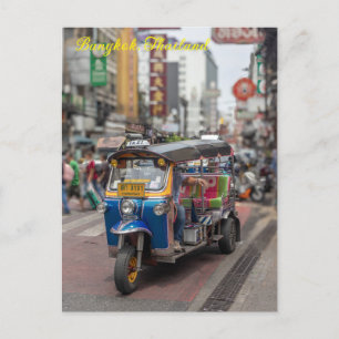 Tuk tuk på Yaowarat Road, Chinatown, Bangkok, Thai Vykort