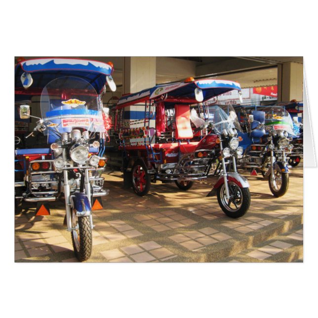 Tuk Tuk Showroom ... Udon Thani, Isaan Card Hälsningskort (Framsidan Horizontal)