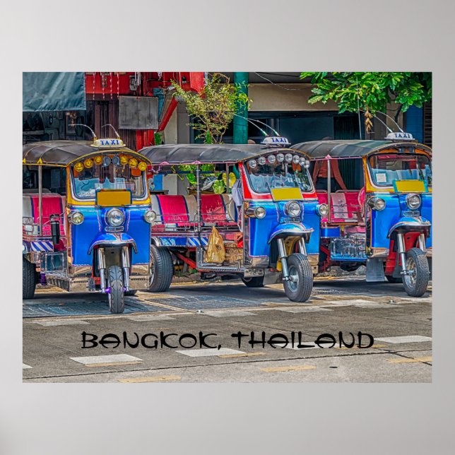 Tuk tuks, Bangkok, Thailand Poster (Framsidan)