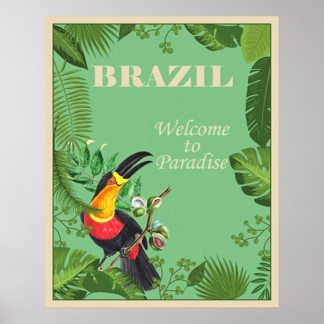 Tukan djungel väggkonst, Brasilien resa affisch  (Framsidan)