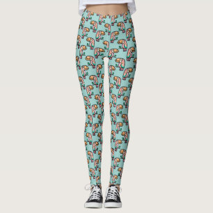 tukan djungelfågel pastell regnbåge seriefigur mön leggings