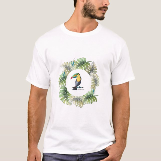 Tukan Exotisk Akvarell Illustration T Shirt (Framsida)