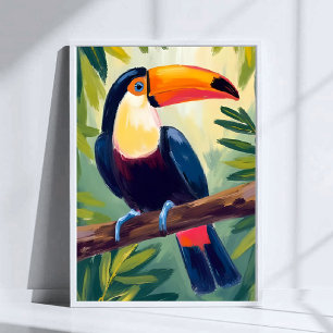 Tukan Färgrik Tropisk Fågel Akvarell Poster