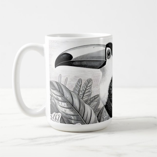 Tukaner Dschungelvegetation Gravyr Kaffemugg (Vänster)