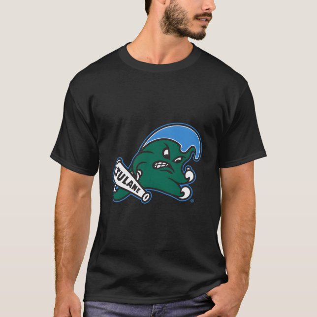 Tulane Grönt Wave-ikon T Shirt (Framsida)