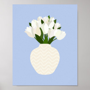 Tulip Arrangemang Blommigt Vas Blue Poster