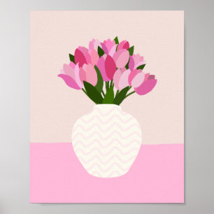 Tulip Arrangemang Blommigt Vas Rosa Poster