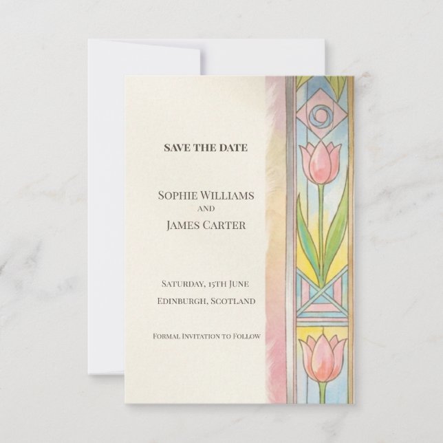 Tulip Art Nouveau Spara Datum-kort Datumet (Framsida)