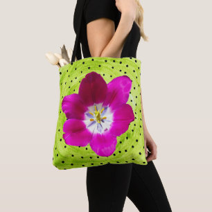 Tulip-blomma och polka tygkasse