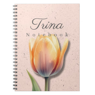 Tulip Blommig Anteckningsbok Namn | Pastell Färgad