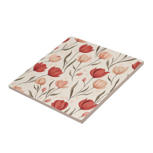 Tulip, Blommigt, av keramiskt material, för köks- Kakelplatta
