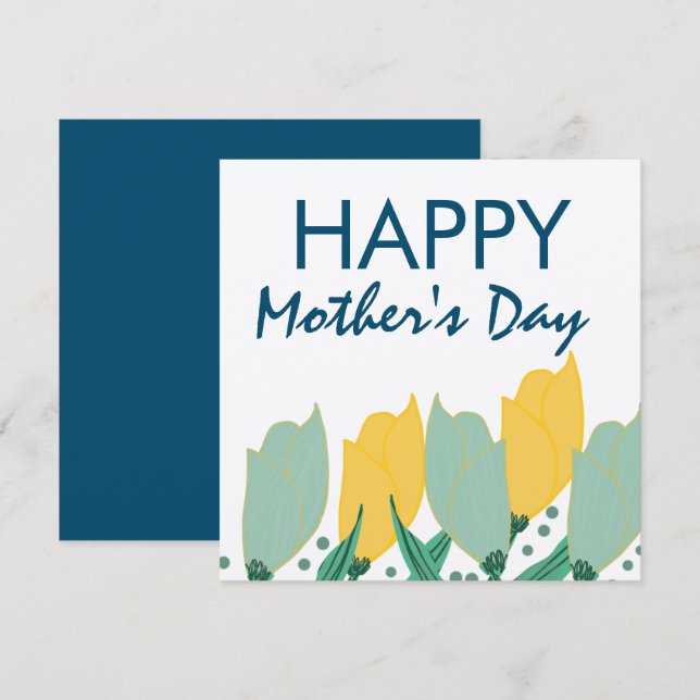 Tulip Blommigt Lycklig Mors dag Hand plockade Kort (Fram/baksida)