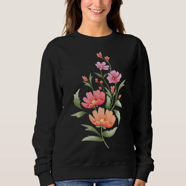 Tulip Blommigt Watercolor Painting Floristry Bouqu T Shirt (Framsida)