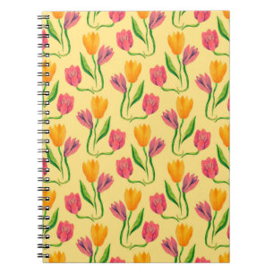 Tulip-blommor, vattenfärg, sömlös mönster anteckningsbok