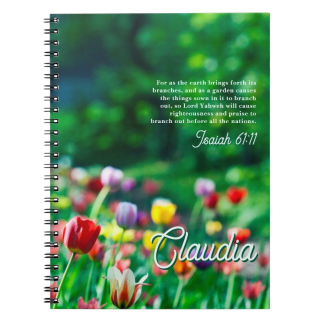 Tulip Blomsterträdgård Bible Scripture Verse Anteckningsbok (Framsidan)