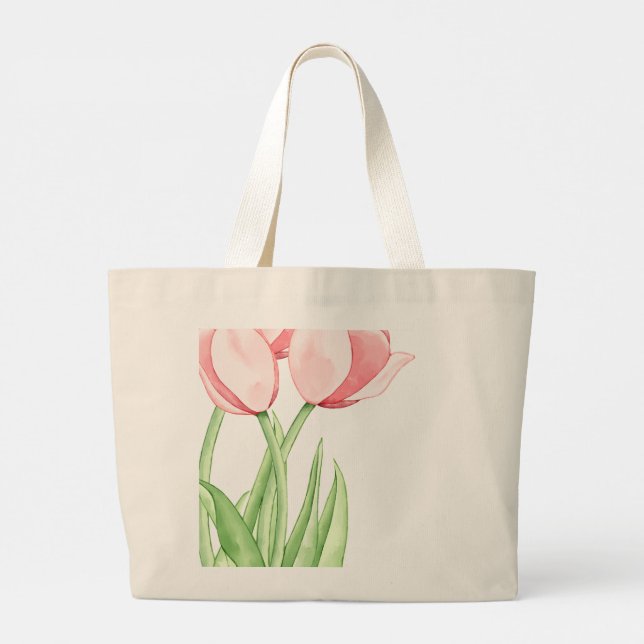 Tulip Bloom Tote Bag Jumbo Tygkasse (Baksida)