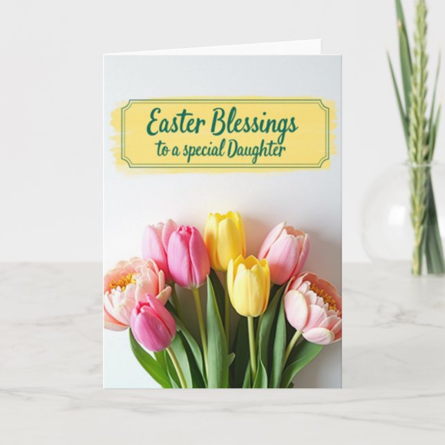 Tulip Blooms Daughter Easter Card Kort (Framsida)