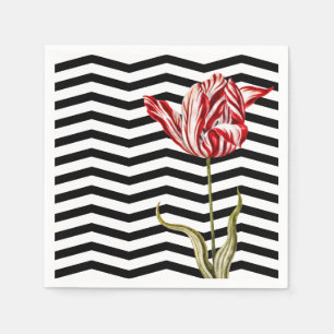 Tulip Botanical Chevron Rand Mönster Pappersservett