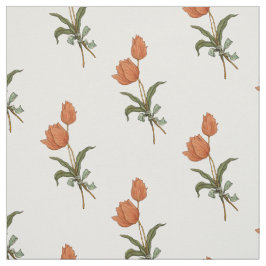 Tulip Bouquet Coral Peach Färgad Tulips Tyg