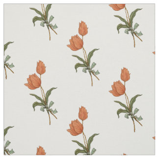 Tulip Bouquet Coral Peach Färgad Tulips Tyg