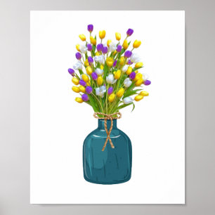 Tulip Bouquet i Cyano Färg Vas Poster