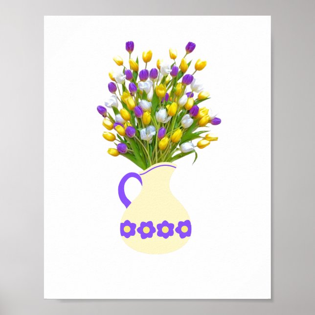 Tulip Bouquet i Gult vas Poster (Framsidan)