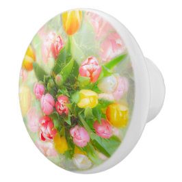Tulip bouquet i vintage - blommigt konst knopp