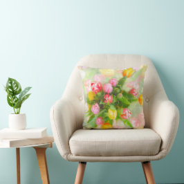 Tulip bouquet i vintage - blommigt konst kudde