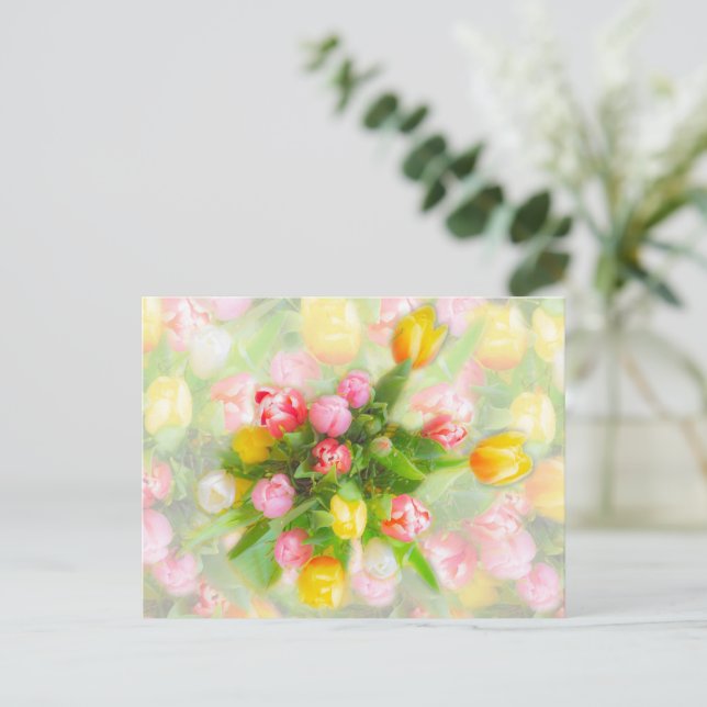 Tulip bouquet i vintage - blommigt konst vykort (Stående Fram)
