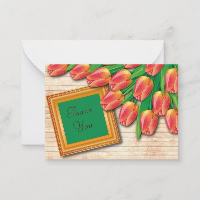 Tulip Bouquet vid Vår Tack Anteckningskort (Framsida)