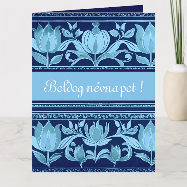 Tulip-bröstkorg - namn-dagskort kort (Framsida)