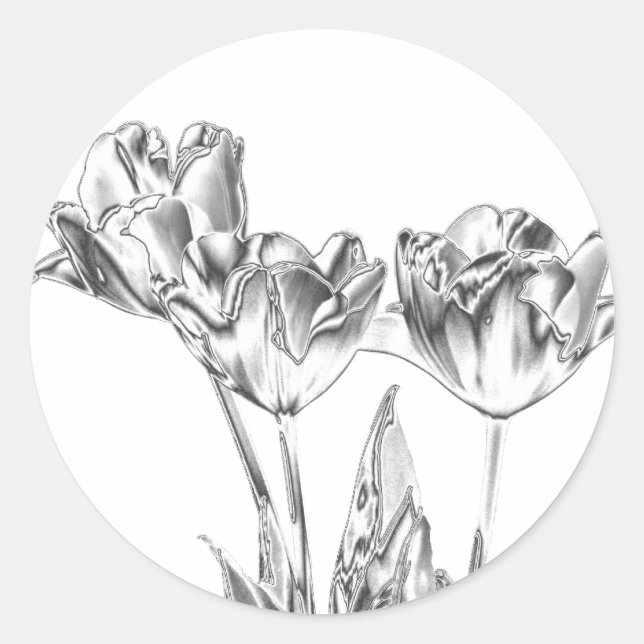 Tulip Chrome Round Stickers Runt Klistermärke (Framsida)