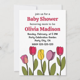 Tulip Colorful Blommigt Tulip Baby Shower Inbjudningar
