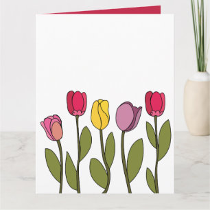 Tulip Colorful Blommigt Tulip Kort