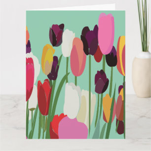 Tulip Colorful Flower Blommigt Tulip Hälsning Kort