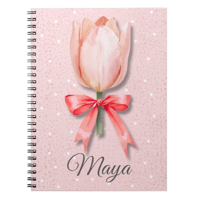 Tulip Coquette Notebook Name | Pastel Journal Anteckningsbok (Framsidan)