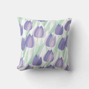 Tulip-design: blek violet blommigt. kudde