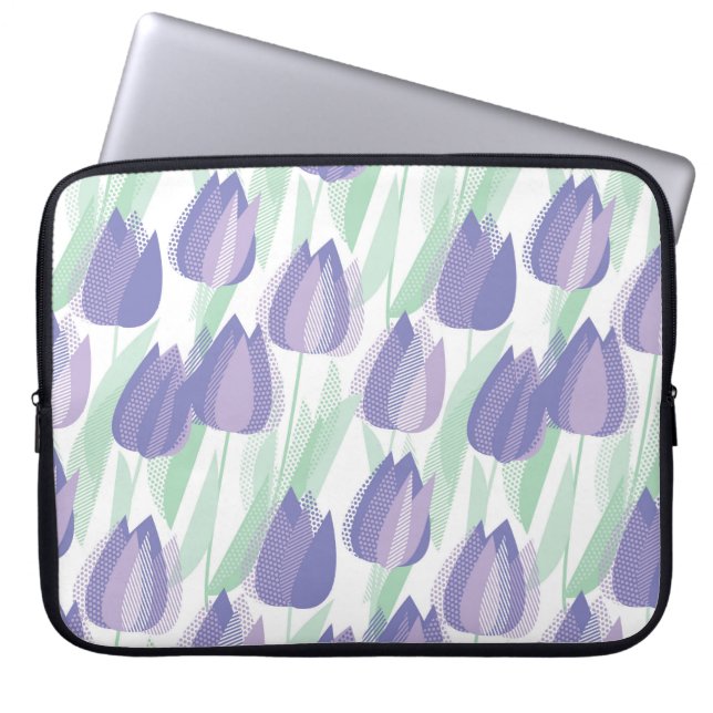 Tulip-design: blek violet blommigt. laptop fodral (Framsidan)