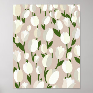 Tulip Fält 02 Beige och White Poster