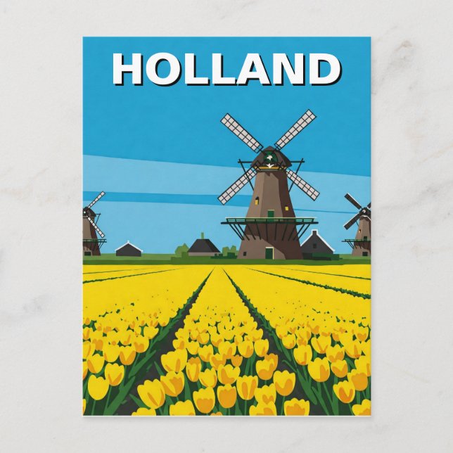 Tulip Fält Kvarn Holland Nederländerna Vykort (Framsida)