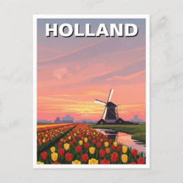 Tulip Fält Kvarn Holland Nederländerna Vykort