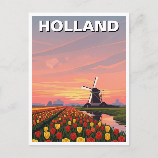 Tulip Fält Kvarn Holland Nederländerna Vykort (Framsida)